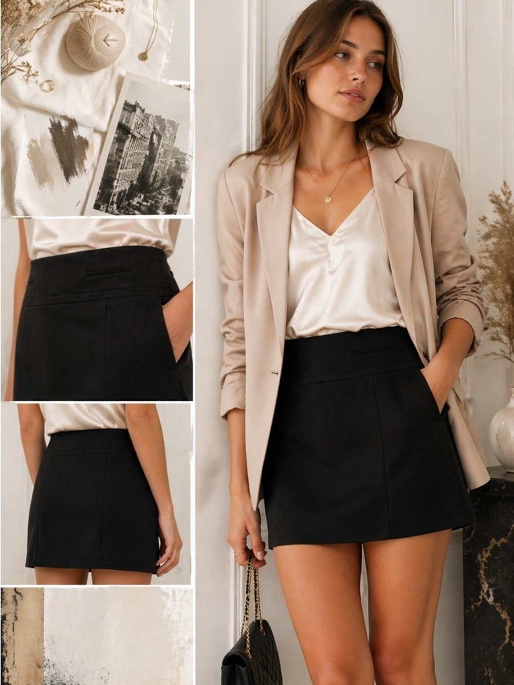 Express Black Tailored Mini Skirt Size 8 Classic Chic Work Office Career